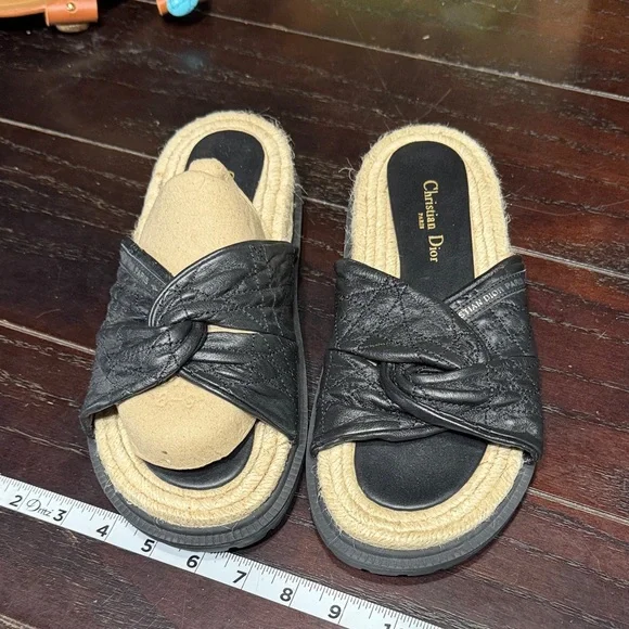 Christian Dior Black and Tan Women's Sandals - Picture 1 of 6